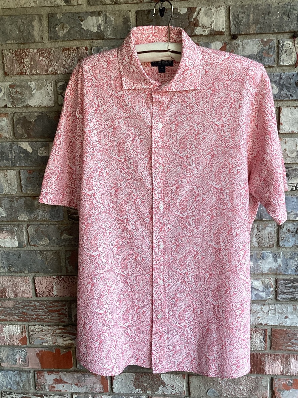 Peter Millar Coral Pink Paisley Short-Sleeve Button-Down